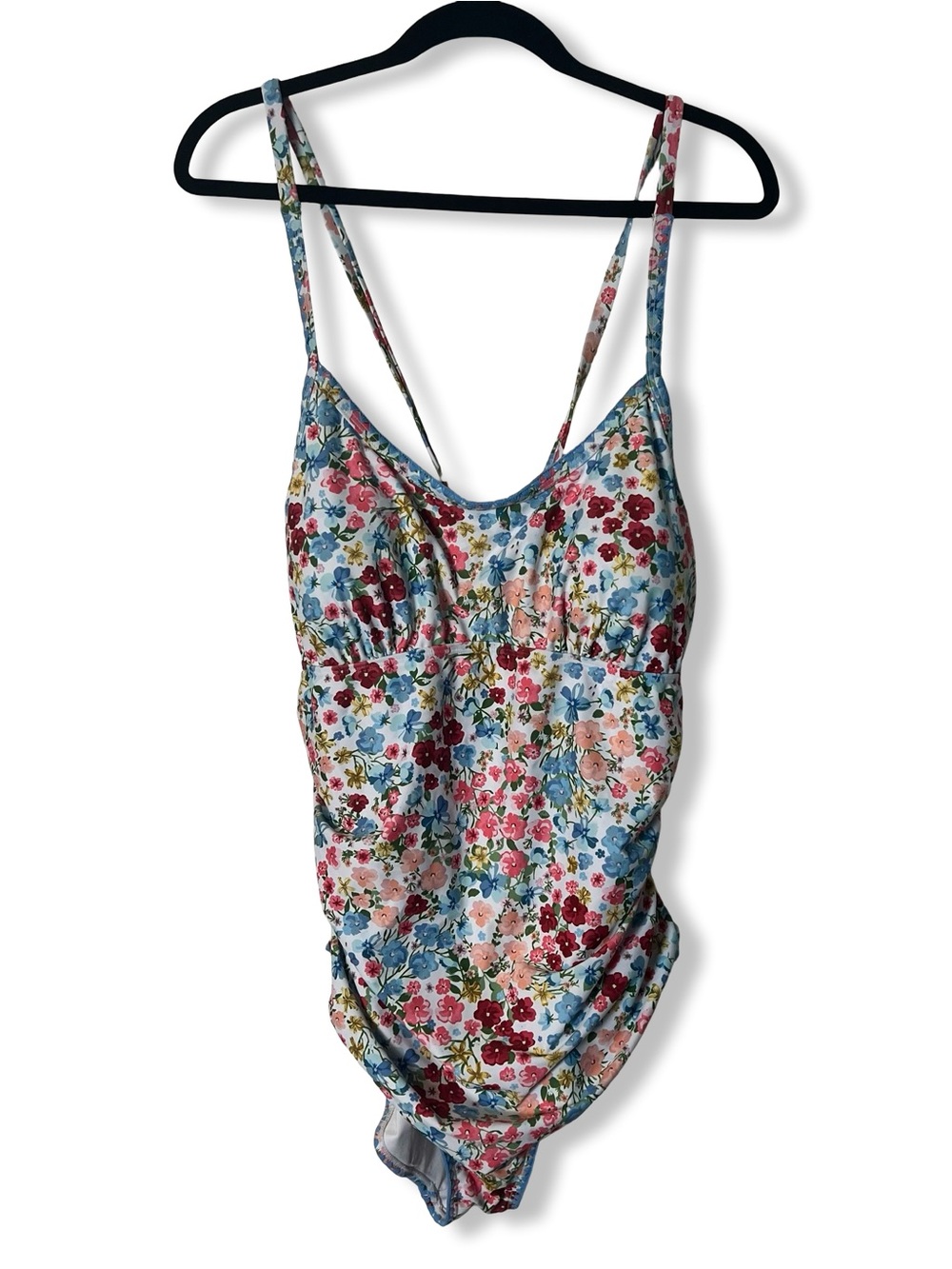 Eomenie Floral One-Piece Swimsuit Padded Cups Crisscross Back Plus Sz. 2XL